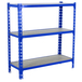 Rayonnage bois-métal léger sans vis 1000x1100x500 - 3 niveaux Bleu/Bois - SIMON RACK - 8425437086236
