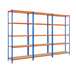 Rayonnage métallique léger sans vis 1800x900x400 - 15 niveaux Bleu/Orange/Bois - SIMON RACK - 8425437088599
