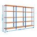 Rayonnage métallique léger sans vis 1800x900x400 - 15 niveaux Bleu/Orange/Bois - SIMON RACK - 8425437088599