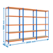 Rayonnage métallique léger sans vis 1800x900x500 - 15 niveaux Bleu/Orange/Bois - SIMON RACK - 8425437088728