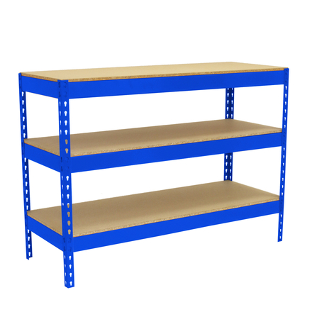 Kit établi Basic - 900x1800x450 - 3 niveaux Bleu/Bois - SIMON RACK - 8425437094057