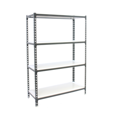 Rayonnage métallique léger sans vis 1500x1100x300 - 4 niveaux Anthracite/Blanc - SIMON RACK - 8425437097584