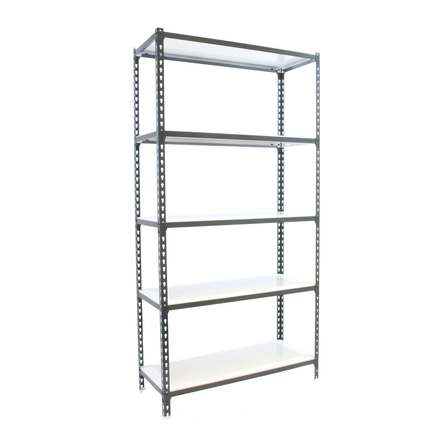 Rayonnage métallique léger sans vis 2000x1100x300 - 5 niveaux Anthracite/Blanc - SIMON RACK - 8425437097942