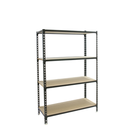 Rayonnage bois-métal léger sans vis 1500x900x300 - 4 niveaux Anthracite/Bois - SIMON RACK - 8425437099151