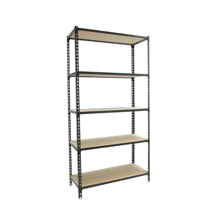 Rayonnage bois-métal léger sans vis 2000x1200x300 - 5 niveaux Anthracite/Bois - SIMON RACK - 8425437099526