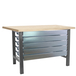 Kit établi mobile Bricolage - 865x1500x750 - 1 niveau Gris/Bois - SIMON RACK - 8425437125904
