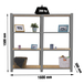 Rayonnage de bureau charge légère sans vis 1500x1600x300 - 4 niveaux Gris - SIMON RACK - 8425437127519