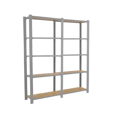 Rayonnage de bureau charge légère sans vis 2100x1600x300 - 5 niveaux Gris - SIMON RACK - 8425437127540
