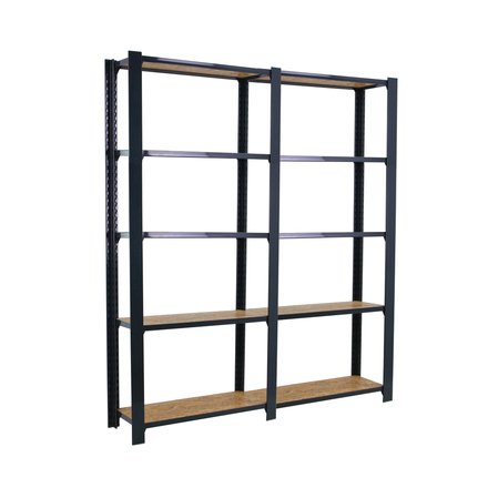 Rayonnage de bureau charge légère sans vis 2100x1600x300 - 5 niveaux Anthracite - SIMON RACK - 8425437127724