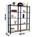 Rayonnage de bureau charge légère sans vis 2100x1600x300 - 5 niveaux Anthracite - SIMON RACK - 8425437127724