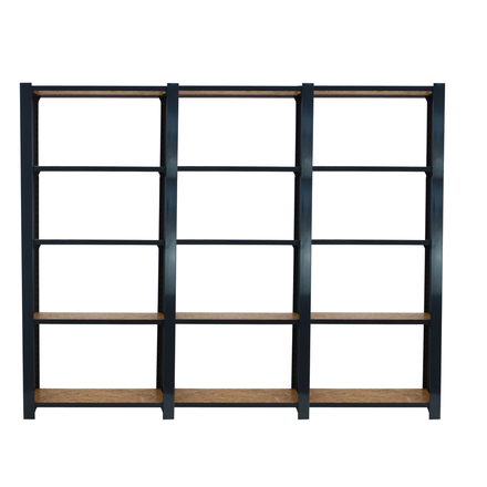 Rayonnage de bureau charge légère sans vis 2100x2400x300 - 5 niveaux Anthracite/Bois - SIMON RACK - 8425437127823
