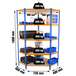 Étagère en kit charge légère sans vis 1800x900x400 - 5 niveaux Bleu/Orange/Bois - SIMON RACK - 8425437135217