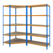 Rayonnage métallique léger sans vis 1800x1800x500 - 5 niveaux Bois/Bleu - SIMON RACK - 8425437135330