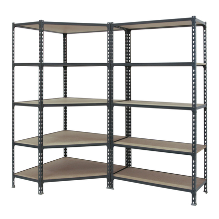 Rayonnage métallique léger sans vis 1800x1800x500 - 5 niveaux Bois/Anthracite - SIMON RACK - 8425437135347