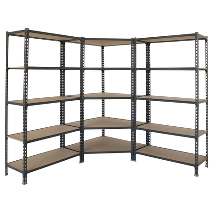 Rayonnage métallique léger sans vis 1800x1800x500 - 5 niveaux Bois/Anthracite - SIMON RACK - 8425437135439