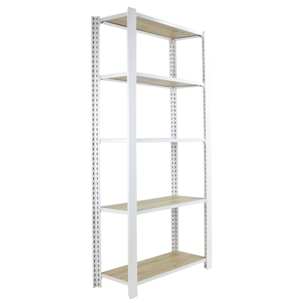Rayonnage de bureau charge légère sans vis 2100x800x300 - 5 niveaux Blanc - SIMON RACK - 8425437137105