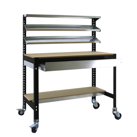 Kit établi mobile Bricolage - 1520x910x610 - 5 niveaux Anthracite/Bois - SIMON RACK - 8425437138539