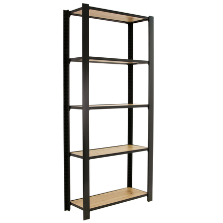 Rayonnage de bureau charge légère sans vis 2100x1600x300 - 5 niveaux Anthracite - SIMON RACK - 8425437146787