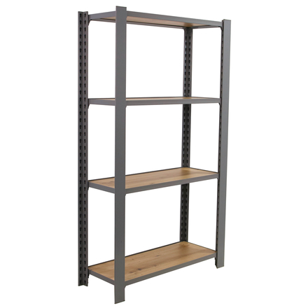 Rayonnage de bureau charge légère sans vis 1500x900x400 - 4 niveaux Gris - SIMON RACK - 8425437147647
