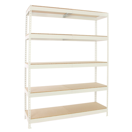 Étagère mobile charge moyenne 400kg - 3000x1500x750 - 5 niveaux Blanc/Bois - SIMON RACK - 8425437151040