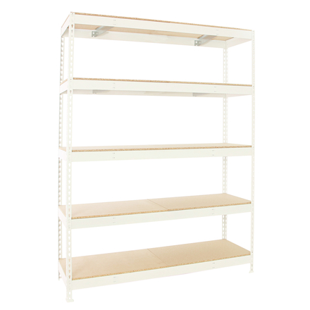 Étagère charge moyenne 500 à 600kg - 2000x2400x750 - 5 niveaux Blanc/Bois - SIMON RACK - 8425437153488