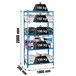 Rayonnage bois-métal léger sans vis 2000x1000x300 - 5 niveaux Bleu/Bois - SIMON RACK - 8435104907856