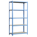 Rayonnage bois-métal léger sans vis 2000x1000x500 - 5 niveaux Bleu/Bois - SIMON RACK - 8435104908082