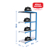 Rayonnage de bureau charge légère sans vis 1500x900x300 - 4 niveaux Bleu/Blanc - SIMON RACK - 8435104916476