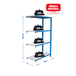 Rayonnage de bureau charge légère sans vis 1500x900x400 - 4 niveaux Bleu/Blanc - SIMON RACK - 8435104916612