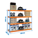 Étagère mobile charge moyenne 400kg - 2000x1800x600 - 4 niveaux Bleu/Orange/Bois - SIMON RACK - 8435104921616