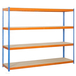 Étagère mobile charge moyenne 400kg - 2000x1200x450 - 4 niveaux Bleu/Orange/Bois - SIMON RACK - 8435104922620