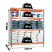 Étagère charge moyenne 500 à 600kg - 2000x2400x600 - 4 niveaux Bleu/Orange/Bois - SIMON RACK - 8435104925256