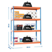 Étagère charge moyenne 500 à 600kg - 2000x2400x900 - 4 niveaux Bleu/Orange/Bois - SIMON RACK - 8435104925270
