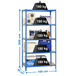 Rayonnage métallique léger sans vis 2000x1000x500 - 5 niveaux Bleu - SIMON RACK - 8435104926413
