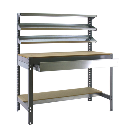 Kit établi Bricolage - 1445x910x610 - 5 niveaux Gris/Bois - SIMON RACK - 8435104932360