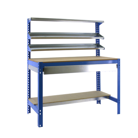 Kit établi Bricolage - 1445x1210x610 - 5 niveaux Bleu/Bois - SIMON RACK - 8435104932414