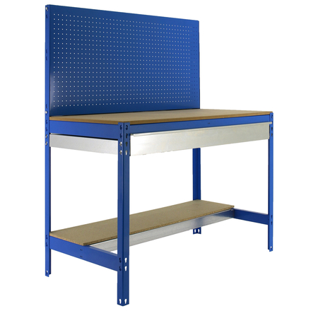 Kit établi Bricolage - 1445x1210x610 - 2 niveaux Bleu/Bois - SIMON RACK - 8435104932506