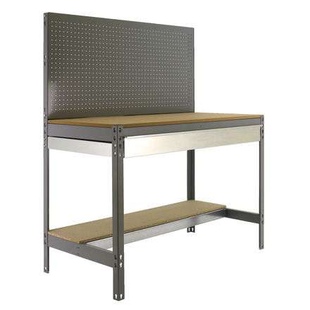 Kit établi Bricolage - 1445x1510x610 - 2 niveaux Gris/Bois - SIMON RACK - 8435104932513