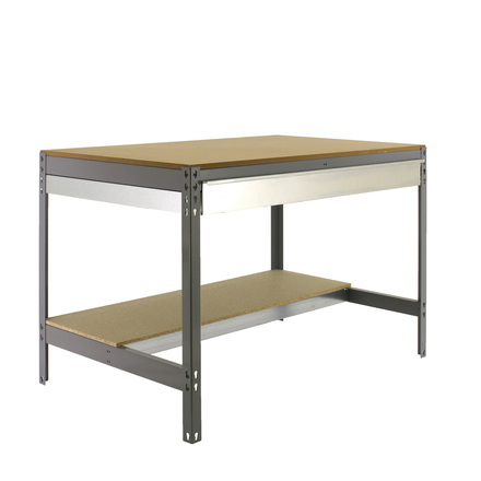 Kit établi Bricolage - 842x910x610 - 2 niveaux Gris/Bois - SIMON RACK - 8435104932544