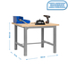 Kit établi mobile Bricolage - 865x1500x750 - 1 niveau Gris/Bois - SIMON RACK - 8435104936603