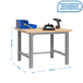 Kit établi mobile Bricolage - 865x1800x750 - 1 niveau Gris/Bois - SIMON RACK - 8435104936665