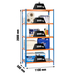Rayonnage métallique léger sans vis 2000x1100x500 - 5 niveaux Bleu/Orange - SIMON RACK - 8435104937051