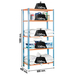 Rayonnage bois-métal léger sans vis 1800x800x400 - 5 niveaux Bleu/Orange/Bois - SIMON RACK - 8435104937297