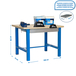 Kit établi mobile Bricolage - 865x1800x750 - 1 niveau Bleu/Bois - SIMON RACK - 8435104938126