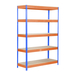 Étagère charge moyenne 300 kg 2000x1000x450 - 5 niveaux Bleu/Orange/Bois - SIMON RACK - 8435104938614