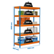 Étagère charge moyenne 300 kg 2000x1200x600 - 5 niveaux Bleu/Orange/Bois - SIMON RACK - 8435104938683