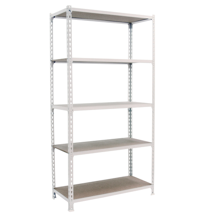 Rayonnage bois-métal léger sans vis 2000x1000x400 - 5 niveaux Blanc/Bois - SIMON RACK - 8435104942802