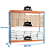 Étagère charge moyenne 500 à 600kg - 2000x1800x600 - 3 niveaux Bleu/Orange/Bois - SIMON RACK - 8435104946039