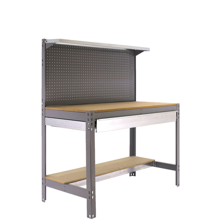 Kit établi Bricolage - 1445x1510x610 - 3 niveaux Gris/Bois - SIMON RACK - 8435104946992