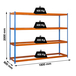 Étagère mobile charge moyenne 400kg - 2000x1800x600 - 4 niveaux Bleu/Orange - SIMON RACK - 8435104949696